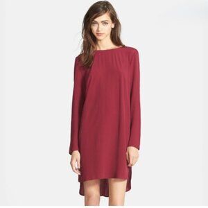 WAYF Long Sleeve Crepe Shift Dress